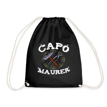 Lustiger Spruch Geschenk Capo Maurer Meister Bau - Turnbeutel - Schwarz - Vorne