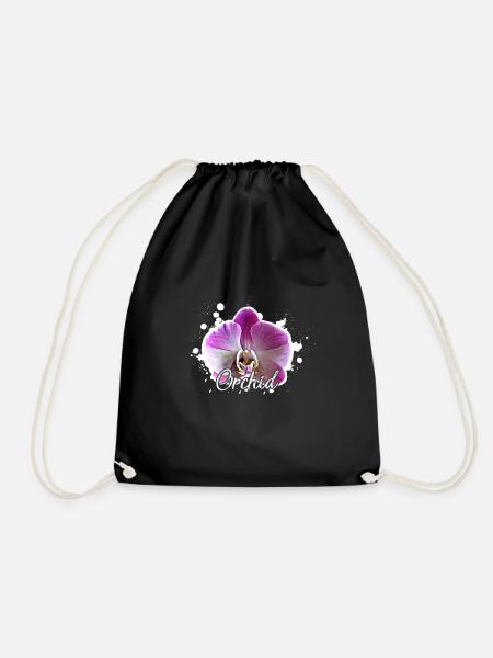Orchids - Drawstring Bag - black