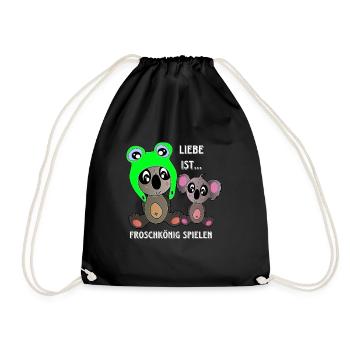 Frog and koala love - love is Valentine's Day - Drawstring Bag - black - Front