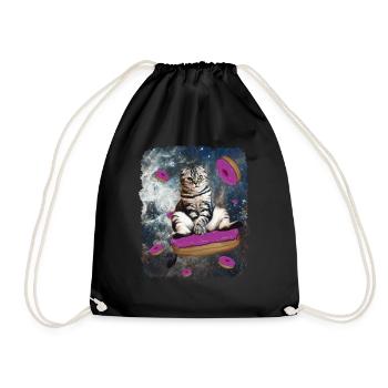 Space cat - Drawstring Bag - black - Front
