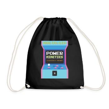 90s nineties 1990s kid toy gift idea - Drawstring Bag - black - Front