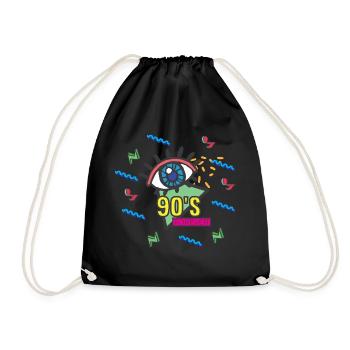 90s neunziger 1990er Kid Spielzeug Geschenk Idee - Turnbeutel - Schwarz - Vorne