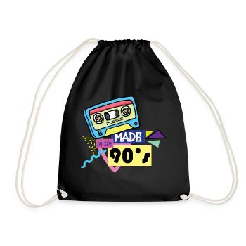 90s nineties 1990s kid toy gift idea - Drawstring Bag - black - Front
