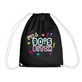 90s nineties 1990s kid toy gift idea - Drawstring Bag - black - Front