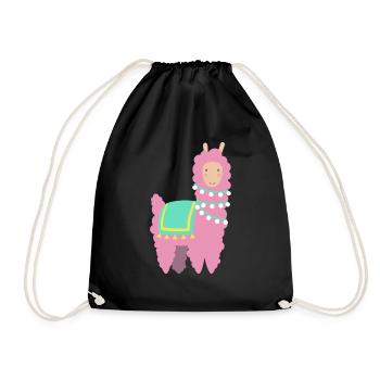 Lama Alpaka Geschenk lustig Tiere Zoo Comic Humor - Turnbeutel - Schwarz - Vorne