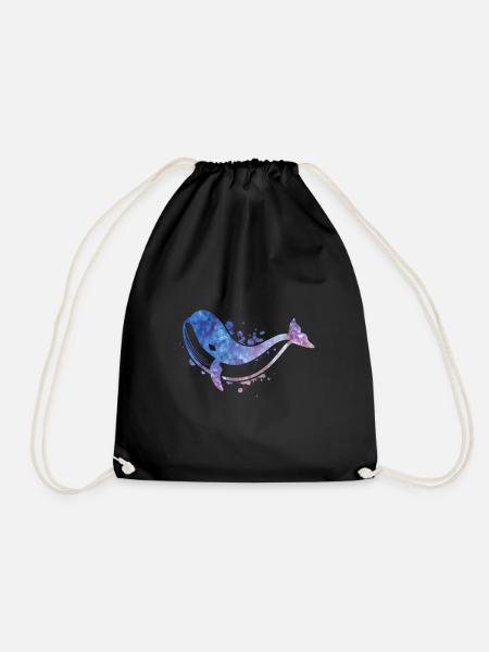whale - Drawstring Bag - black