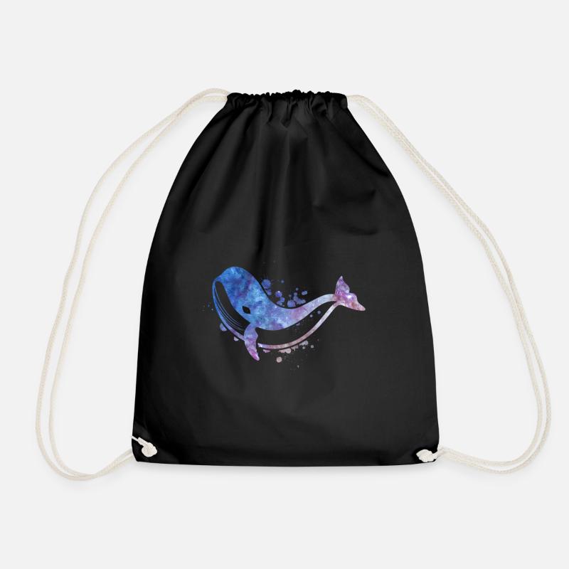 whale - Drawstring Bag - black
