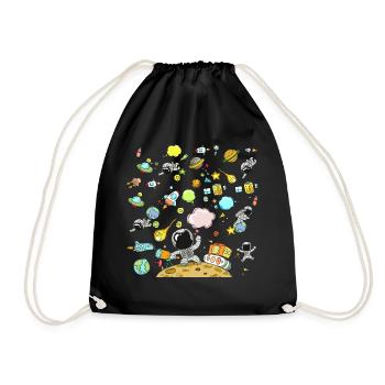 Space astronauts and rockets adventure - Drawstring Bag - black - Front
