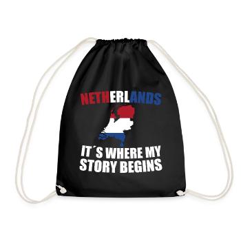 Netherlands - Drawstring Bag - black - Front