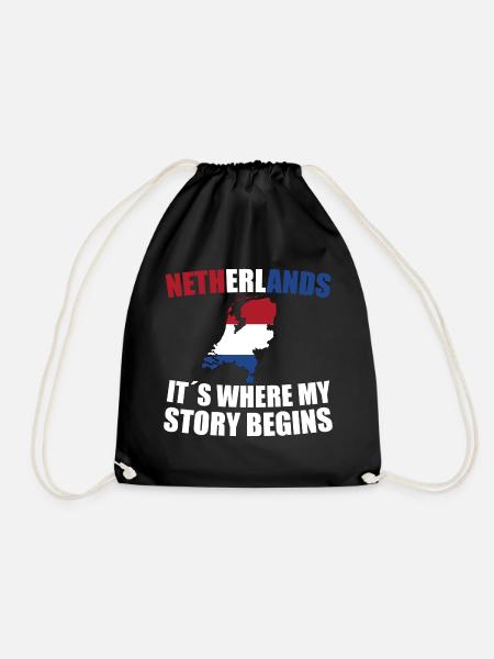Netherlands - Drawstring Bag - black