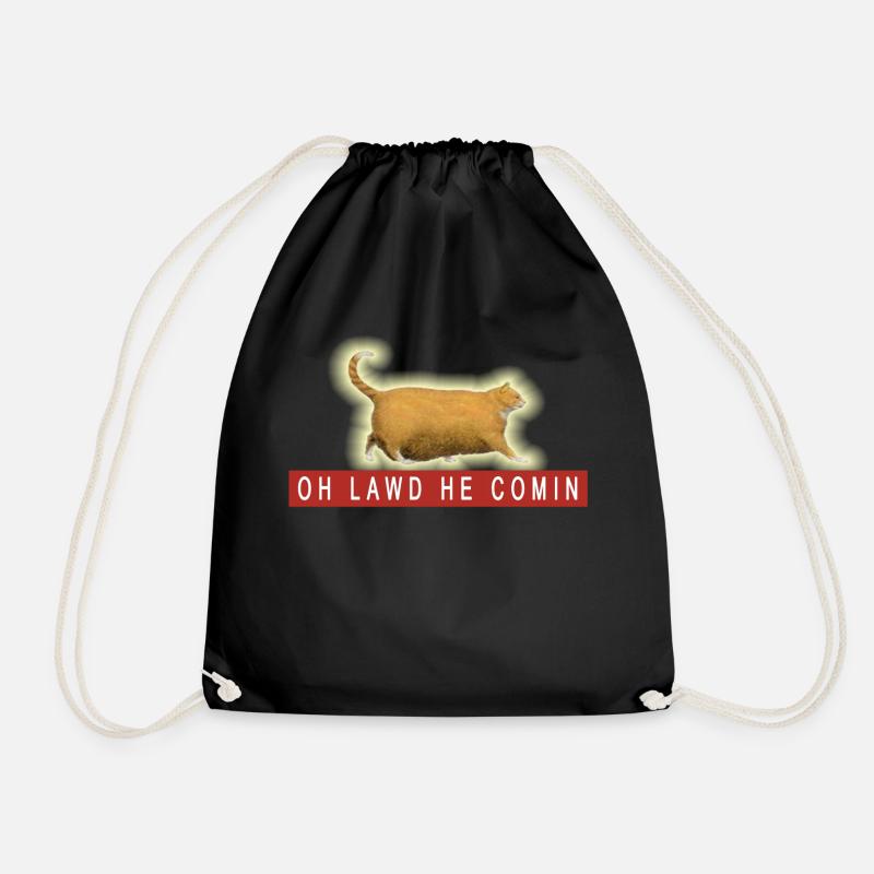 Chonk Cat Meme - Drawstring Bag - black
