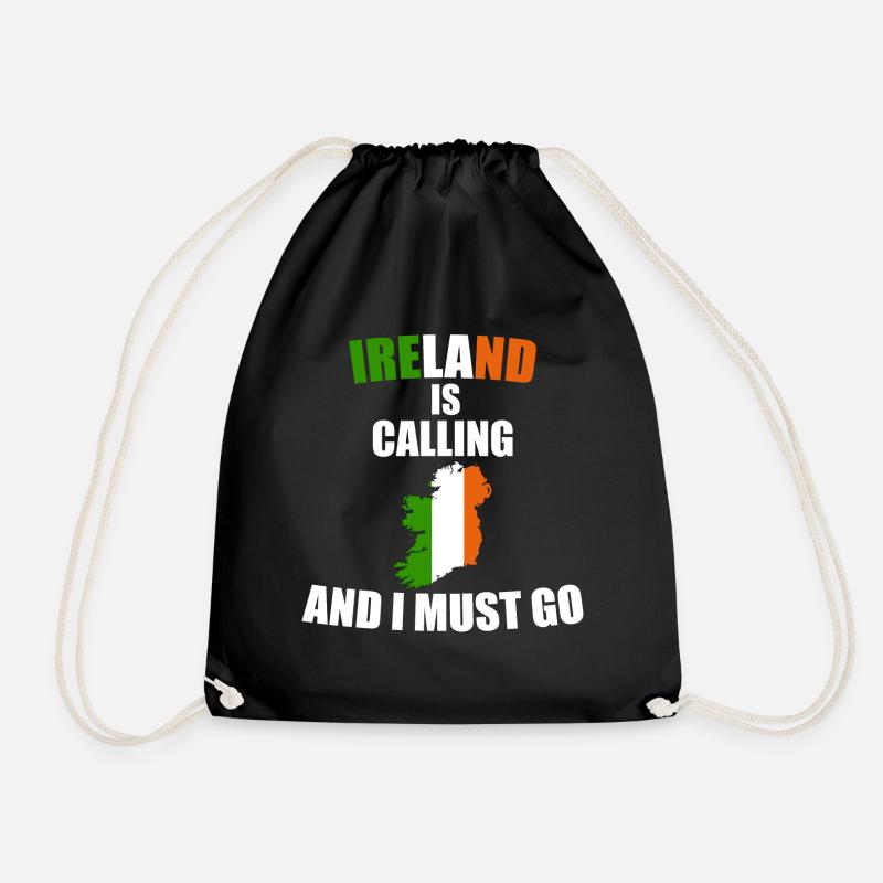 Ireland - Drawstring Bag - black
