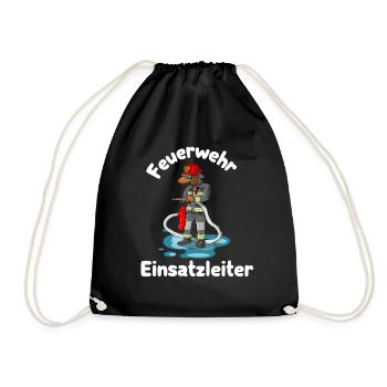 Feuerwehr Einsatzleiter Feuerwehr Hund - Turnbeutel - Schwarz - Vorne