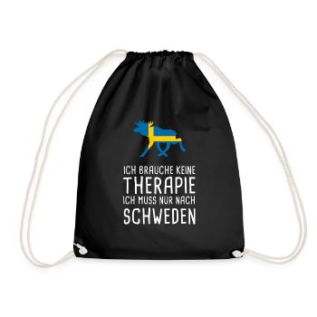 Keine Therapie SCHWEDEN Sverige Elch Geschenk - Turnbeutel - Schwarz - Vorne