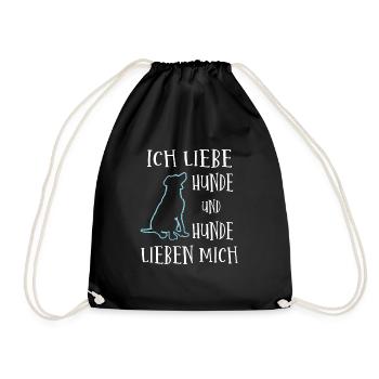 Hundeliebe Hundefreund Geschenk - Turnbeutel - Schwarz - Vorne