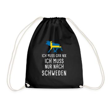 Ich muss nach SCHWEDEN Sverige Elch Geschenk - Turnbeutel - Schwarz - Vorne