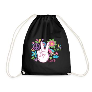 Paix et paix Cadeau à la main - Sac de sport léger - noir - Devant