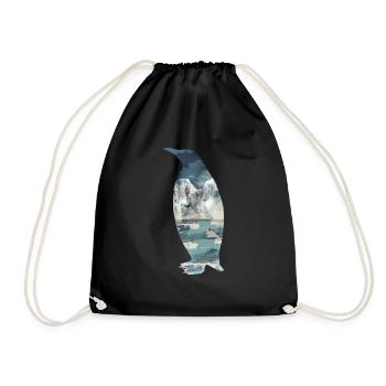 Double Exposure Animals Penguin - Gift Idea - Drawstring Bag - black - Front
