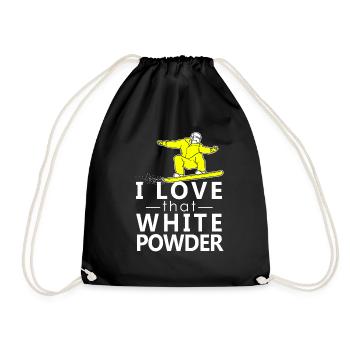 I love that white powder, Snowboard Ski Winter - Drawstring Bag - black - Front