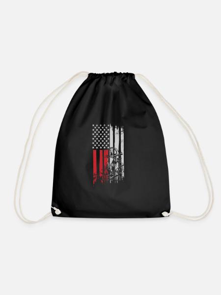 Feuerwehr USA Flagge Feuerwehrmann Geschenk - Turnbeutel - Schwarz