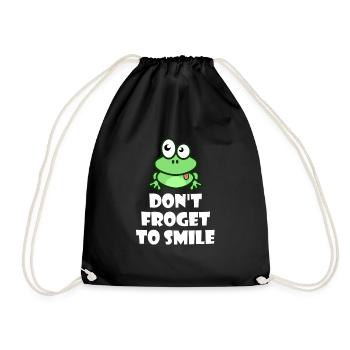 Frosch Frösche Happy Laubfrosch Smile - Turnbeutel - Schwarz - Vorne