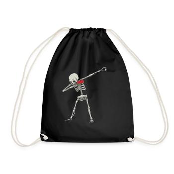 Skelet Dab Tischtennis Sport Geschenk - Turnbeutel - Schwarz - Vorne