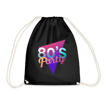 80s party gift neon retro vintage cult - Drawstring Bag - black - Front