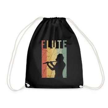 Flute transverse flute retro gift vintage music - Drawstring Bag - black - Front