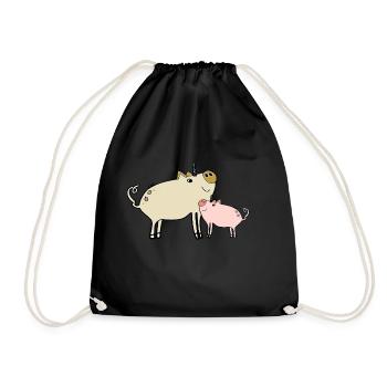 unicorn pigs - sau cool unicorn piggy - Drawstring Bag - black - Front