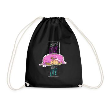 Donut Liebe Leben Love Live Doughnut Glück - Turnbeutel - Schwarz - Vorne