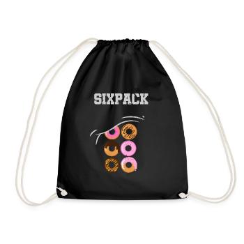 Donut Bagel Dessert Speck Bauchmuskeln Sixpack - Turnbeutel - Schwarz - Vorne