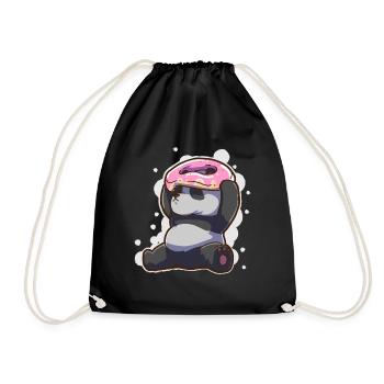 Donut Donut Tête de Panda Bear mettant sur drôle - Sac de sport léger - noir - Devant