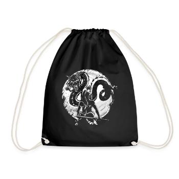 Samurai Dragon Mond Kendo Asien Bushido Aikido - Turnbeutel - Schwarz - Vorne