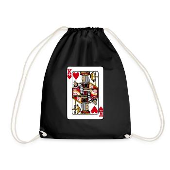 Herz König Poker King Queen Paare Geschenk - Turnbeutel - Schwarz - Vorne