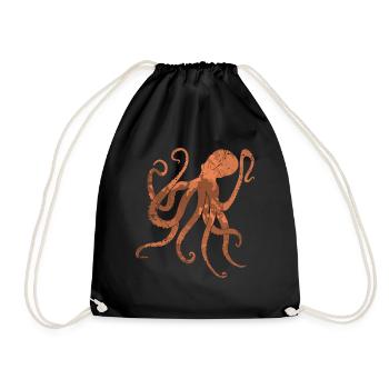 Oktopus - Turnbeutel - Schwarz - Vorne