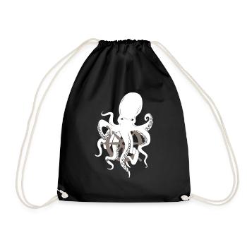 Oktopus Tintenfisch Steuerrad Geschenk Nautik Meer - Turnbeutel - Schwarz - Vorne