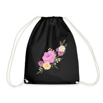 flowers - Drawstring Bag - black - Front