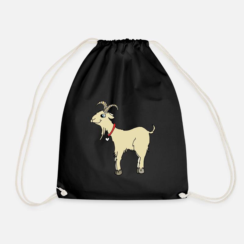 funny goat - Peter the cool super goat - Drawstring Bag - black