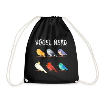 Vogel Nerd Vögel beobachten Geschenk - Turnbeutel - Schwarz - Vorne