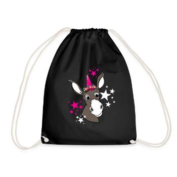 donkey unicorn - niedlicher Esel mit Einhorn - Turnbeutel - Schwarz - Vorne