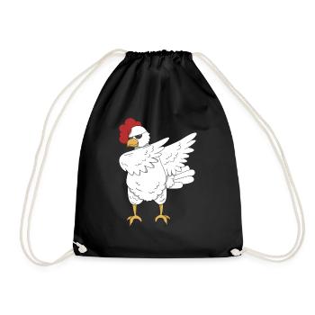 Huhn Hahn dabbing Tanz Geschenk Tier Bauernhof - Turnbeutel - Schwarz - Vorne