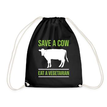 Cow cows gift agriculture beef animal farmer - Drawstring Bag - black - Front