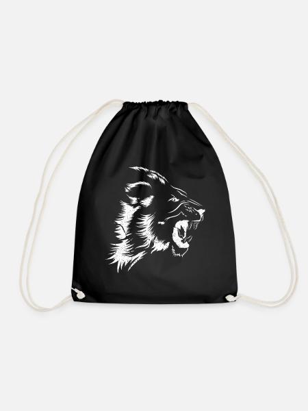 Löwe Löwenkopf Raubtier Geschenk Katze wild Afrika - Turnbeutel - Schwarz