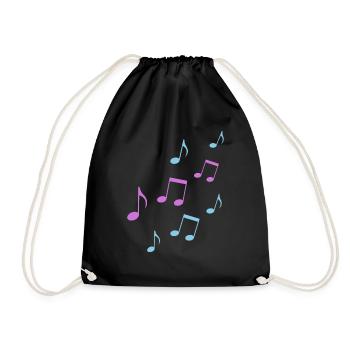 Musik Noten musikalisch Geschenk Musiker Symbol - Turnbeutel - Schwarz - Vorne