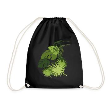 Monstera palm plant gift jungle tropical - Drawstring Bag - black - Front