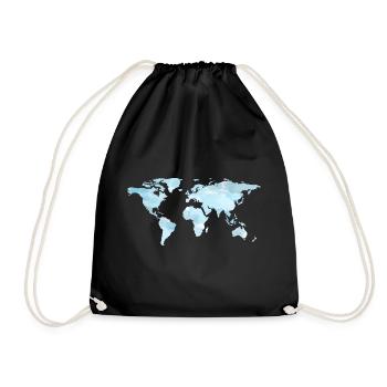 World Map Travel Travel Countries Gift Continents - Drawstring Bag - black - Front