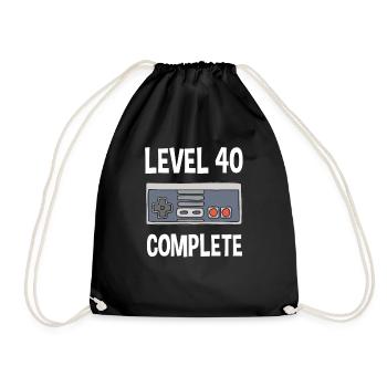 40th Birthday Level 40 Complete Gift Idea - Drawstring Bag - black - Front