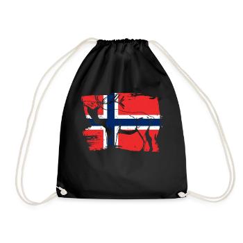 Norvège drapeau bois cerf orignal cadeau - Sac de sport léger - noir - Devant