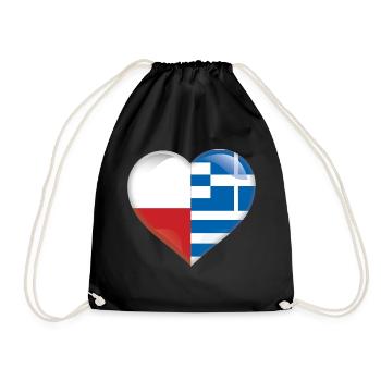 Poland Greece Greek flag flag countries love - Drawstring Bag - black - Front