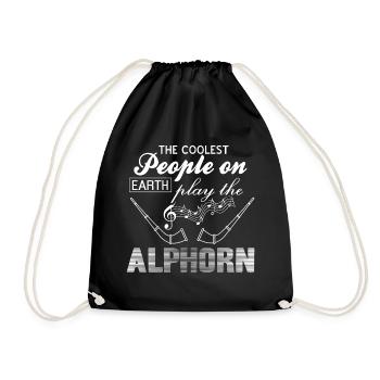 Alphorn Labrophone Musikinstrument Geschenkidee - Turnbeutel - Schwarz - Vorne